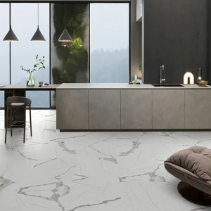 Pamena White Matt Marble Effect Rectified Porcelain Floor & Wall Tile 590 × 590mm
