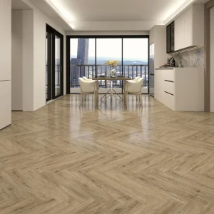 Amazon Natural Oak Herringbone 5mm SPC Click Vinyl Flooring 150 × 750mm