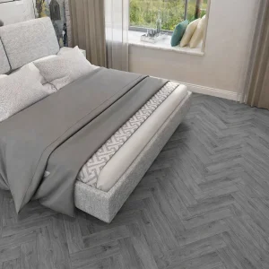 Azure Grey Oak Herringbone 5mm SPC Click Vinyl Flooring 150 × 750mm