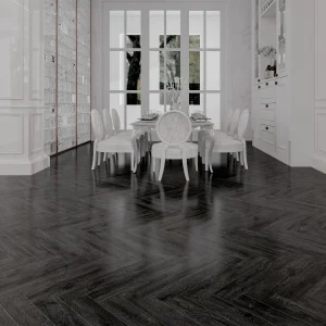 Black Ash Herringbone 5mm SPC Click Vinyl Flooring 150 × 750mm
