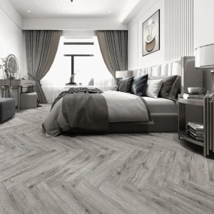 Gran Canaria Light Grey Herringbone 5mm SPC Click Vinyl Flooring 150 × 750mm