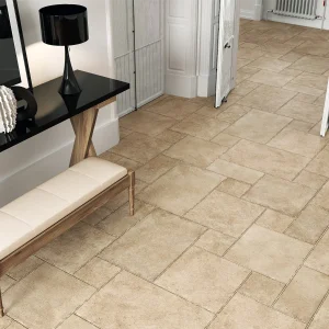 Modular Borgogna Beige Matt Stone Effect Rectified Porcelain Floor & Wall Tiles — Mixed Sizes