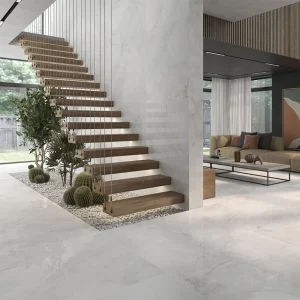 Oni White Polished Onyx Effect Rectified Porcelain Floor & Wall Tile 600 × 1200mm