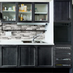 Ordino Grey Textured Stone Effect Rectified Ceramic Wall Tile 80 × 442.5mm