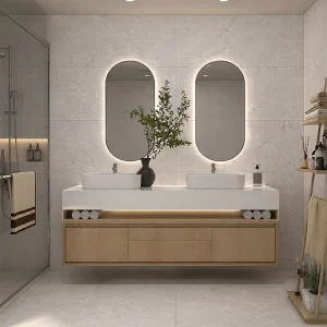 Orea Light Grey Matt Stone Effect Rectified Ceramic Wall Tile 395 × 795mm