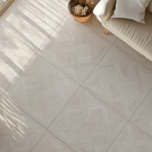 Parquet White Matt Wood Effect Porcelain Floor & Wall Tile 600 × 600mm