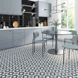 Patterned Geometric AR Black Matt Porcelain Floor & Wall Tile 330 × 330mm