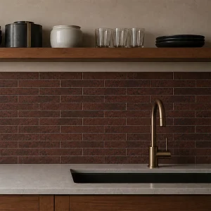 Porto Umber Brick Effect Rectified Porcelain Wall & Floor Tile 60 × 250mm