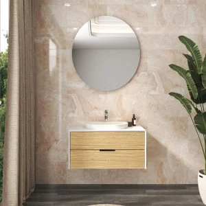 Rockwell Beige Gloss Marble Effect Ceramic Wall Tile 300 × 600mm