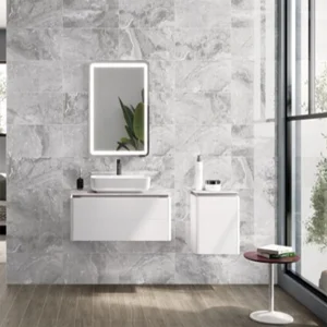 Rockwell Light Grey Gloss Marble Effect Ceramic Wall Tile 300 × 600mm