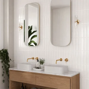 Roma White Gloss Kit Kat Effect Ceramic Wall Tile 150 × 300mm