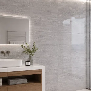 Salerno Grey Gloss Stone Effect Ceramic Wall Tile 300 × 600mm