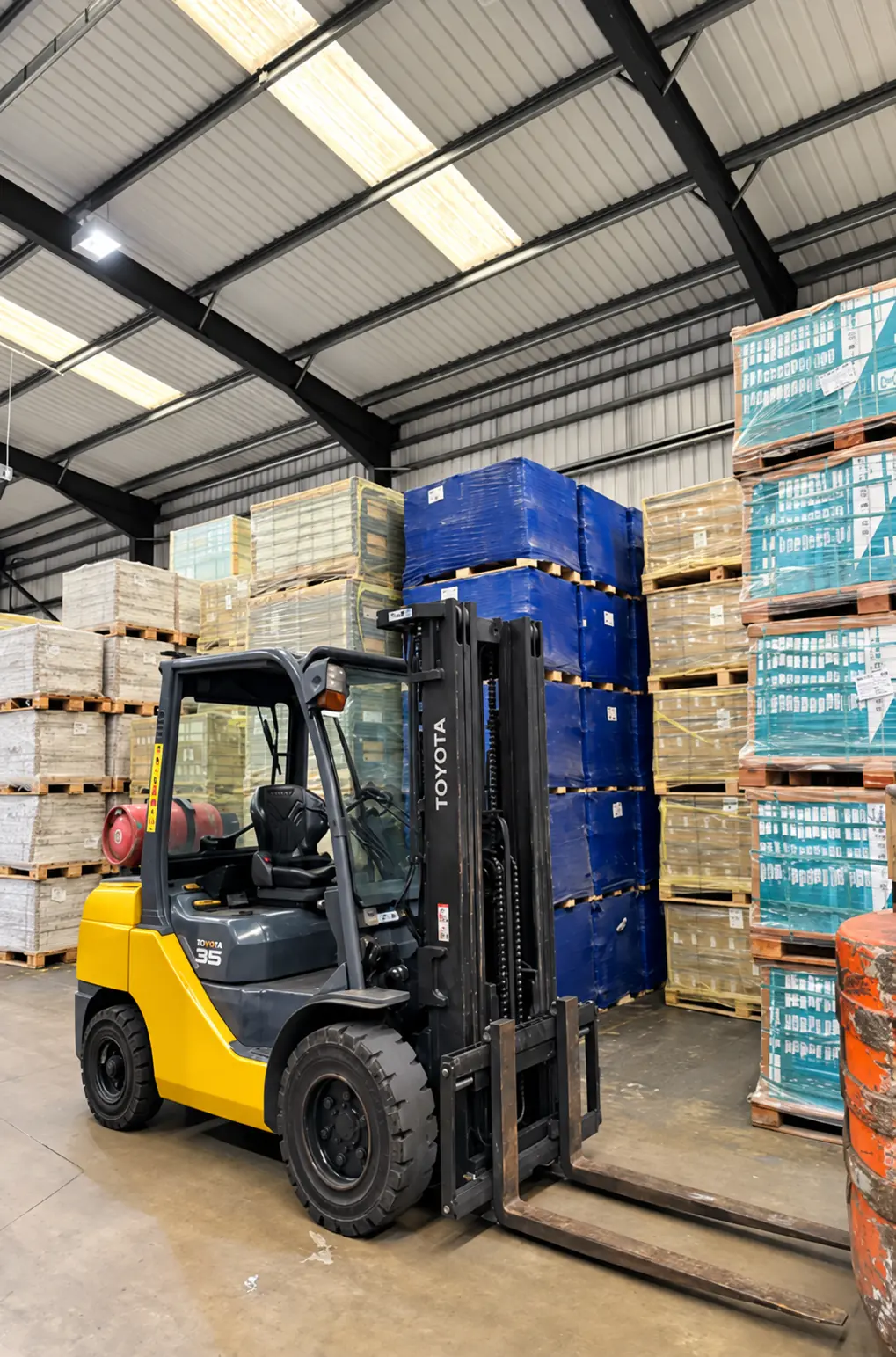 Forklift in the Timberwharf warehouse