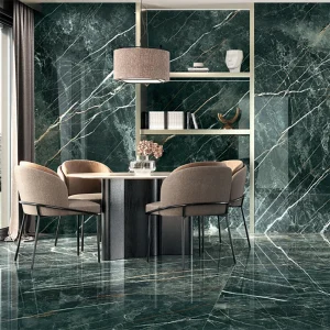 Wacom Moss Polished Marble Effect Rectified Porcelain Floor & Wall Tile 600 × 1200mm