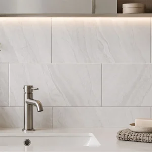 Whisper Silver Matt Marble Effect R9 Rectified Porcelain Floor & Wall Tile 300 × 600mm