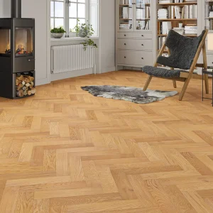 Honeybrook Oak UV Lacquered Engineered Herringbone Flooring 90 × 400 × 15mm