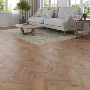 Greyhaven Oak UV Lacquered Engineered Herringbone Flooring – 80 × 350 × 20mm